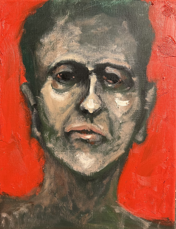 Portrait of Man with Red Background by Brian Huntress