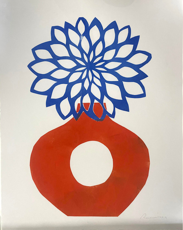 Red Vase, Blue Bud by Rose Jaffe, Image 1.