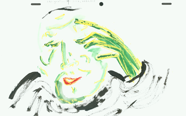100-grat_140sc Sad face with hand by Sarah Jane Lapp
