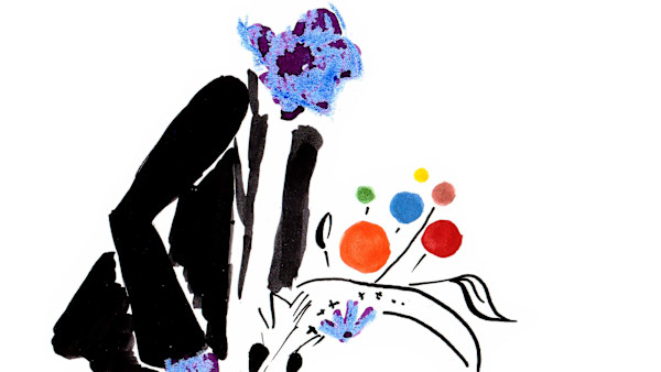 010home_11-touc Man touching flowers by Sarah Jane Lapp