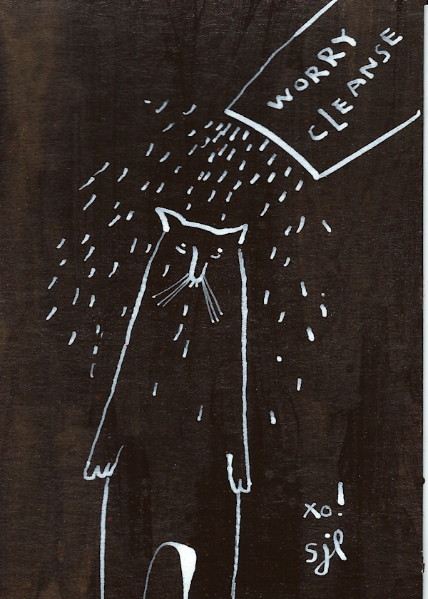 Worry Cleanse Cat - original painting by Sarah Jane Lapp