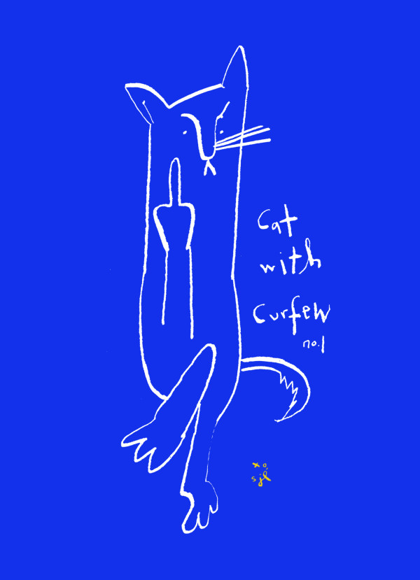 Cat With Curfew Blue by Sarah Jane Lapp