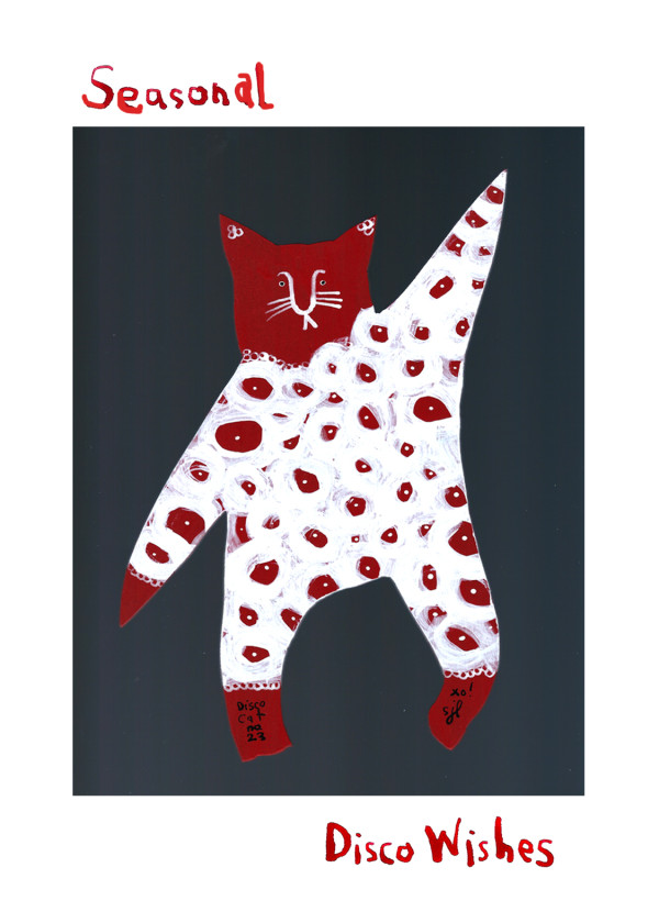 Disco Cat Holiday Card V3 by Sarah Jane Lapp