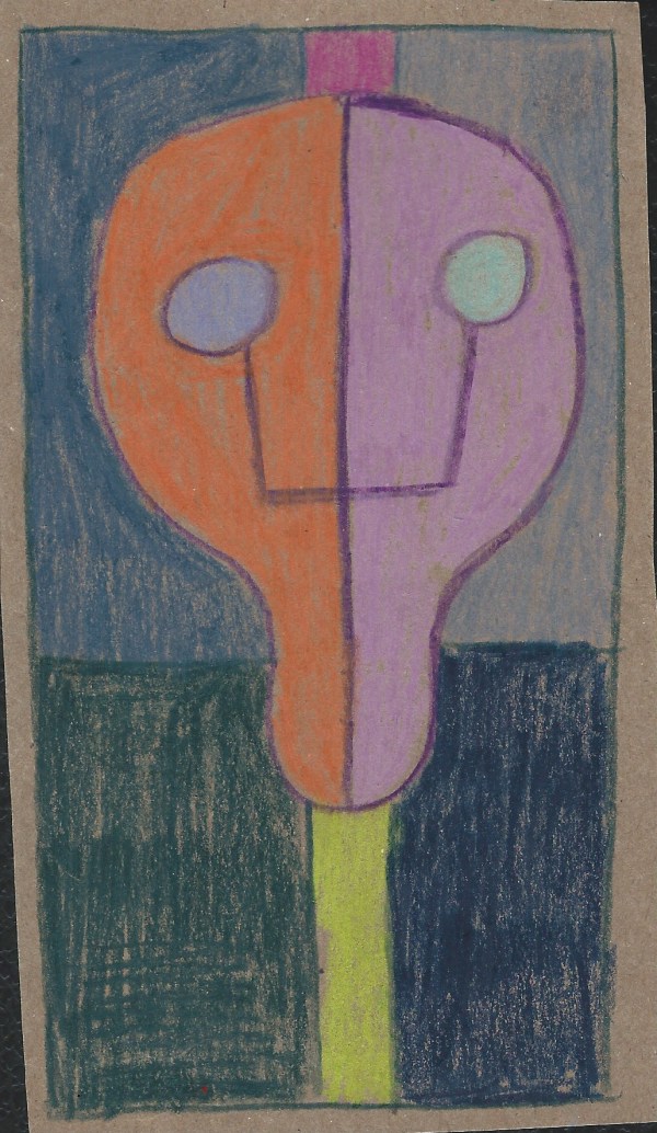 Elongated orange purple skull by Sarah Jane Lapp