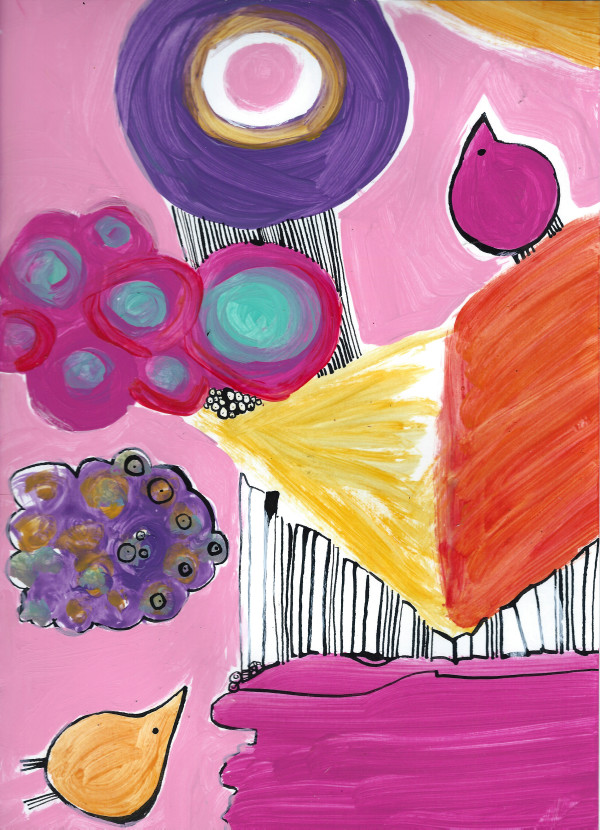 Pink Bird Card by Sarah Jane Lapp
