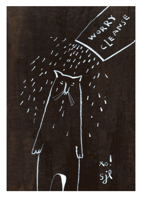 Worry Cleanse Cat Card by Sarah Jane Lapp