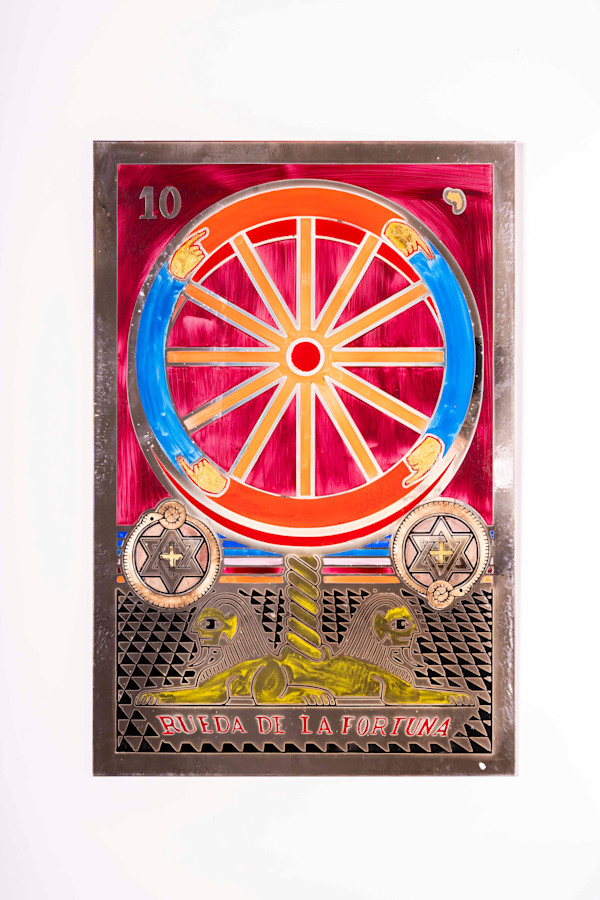 10 rueda de la fortuna, tarot rojo by Pedro Friedeberg, Image 3.