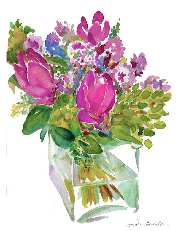 Bouquet of Curuma, Lilacs and Alliums I by Lois Bender, Image 1.