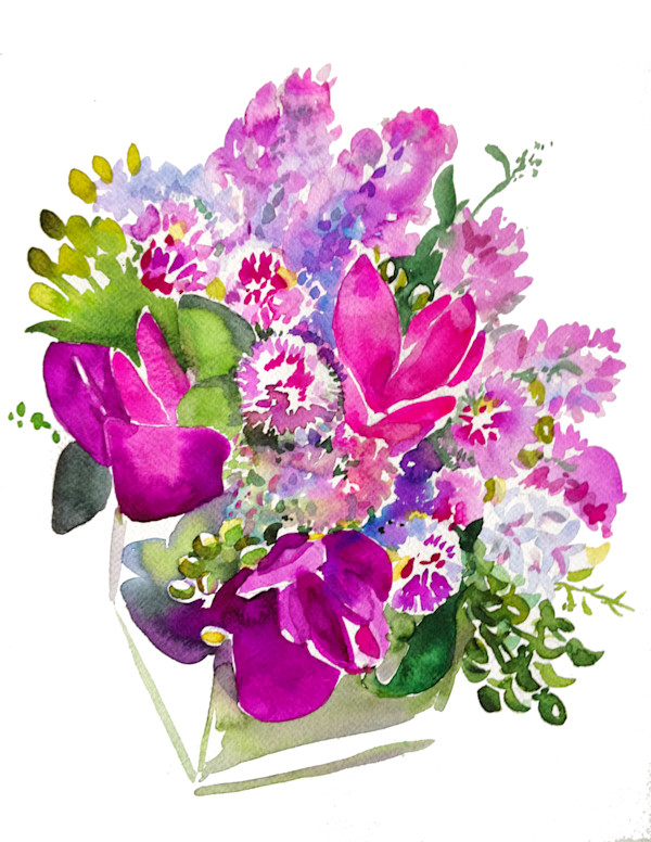 Bouquet of Curuma, Lilacs and Alliums II by Lois Bender, Image 1.