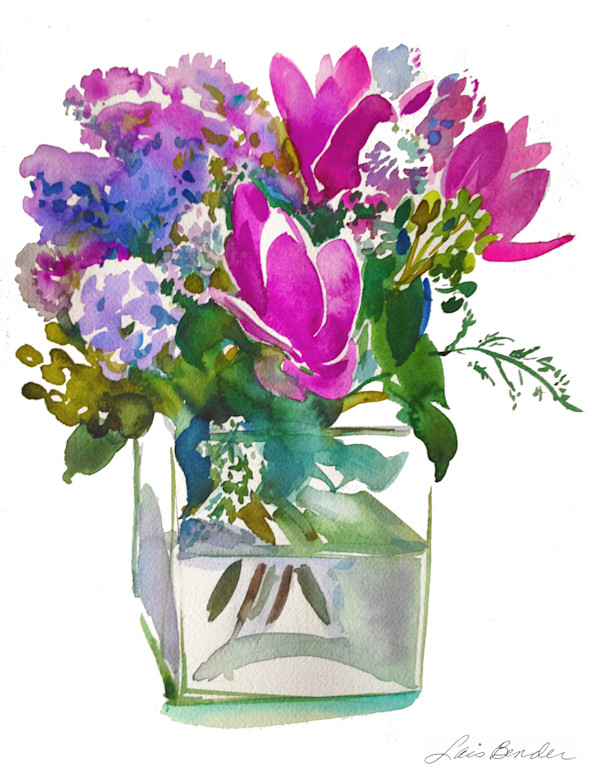 Bouquet of Curcuma, Lilacs & Alliums III by Lois Bender, Image 1.