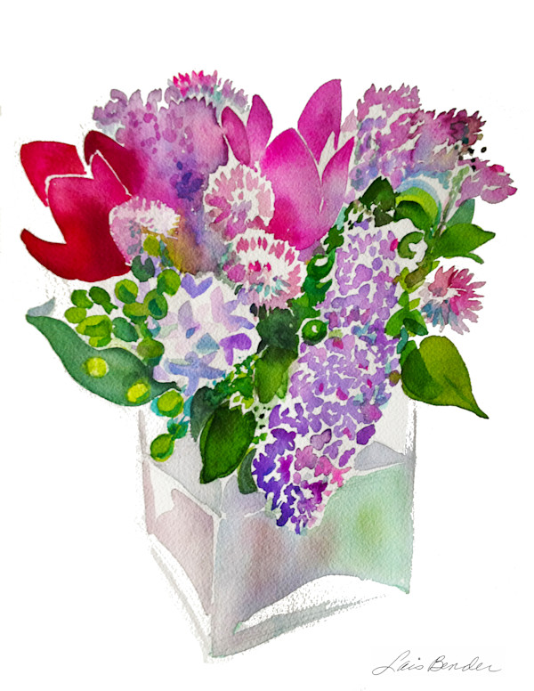 Bouquet of Curuma, Lilacs and Alliums V by Lois Bender, Image 1.