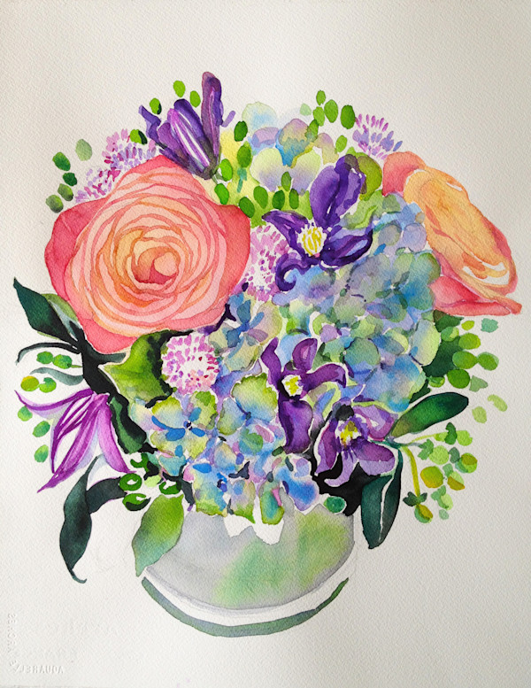 Bouquet of Roses, Hydrangeas and Allium II by Lois Bender, Image 1.