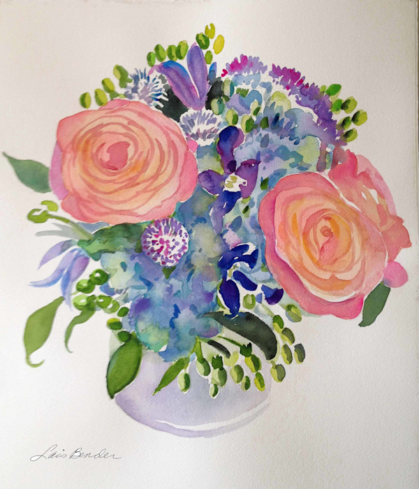 Bouquet of Roses, Hydrangeas and Allium III by Lois Bender, Image 1.