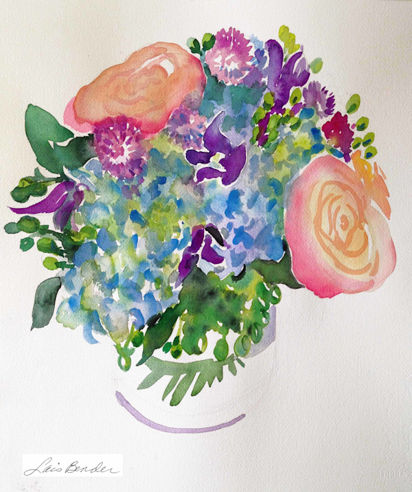 Bouquet of Roses, Hydrangeas and Allium IV by Lois Bender, Image 1.