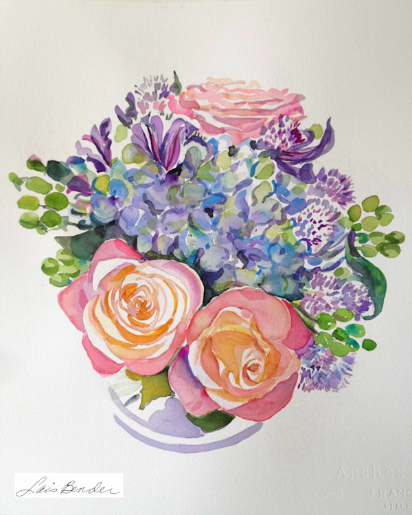 Bouquet of Roses, Hydrangeas and Allium V by Lois Bender, Image 1.