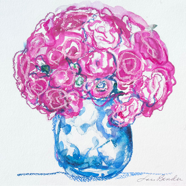 Scribbled Roses and Vase I by Lois Bender, Image 1.