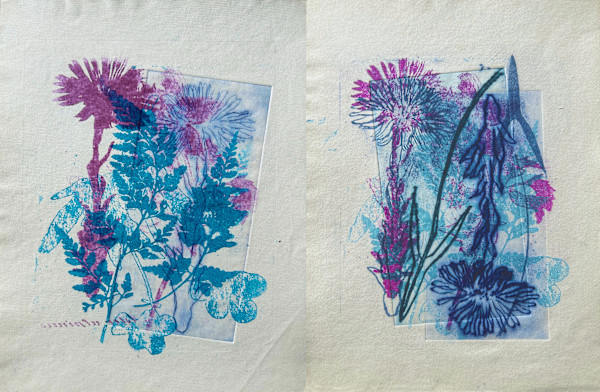 Aster and Fern Botanica Diptych by Lois Bender, Image 1.