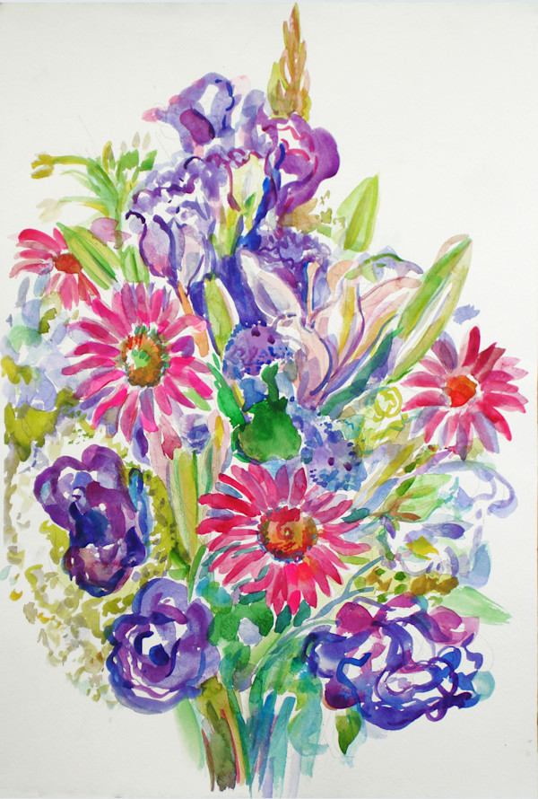 Lilies, Lisianthus, Gerberas, Summer Bouquet II by Lois Bender, Image 1.