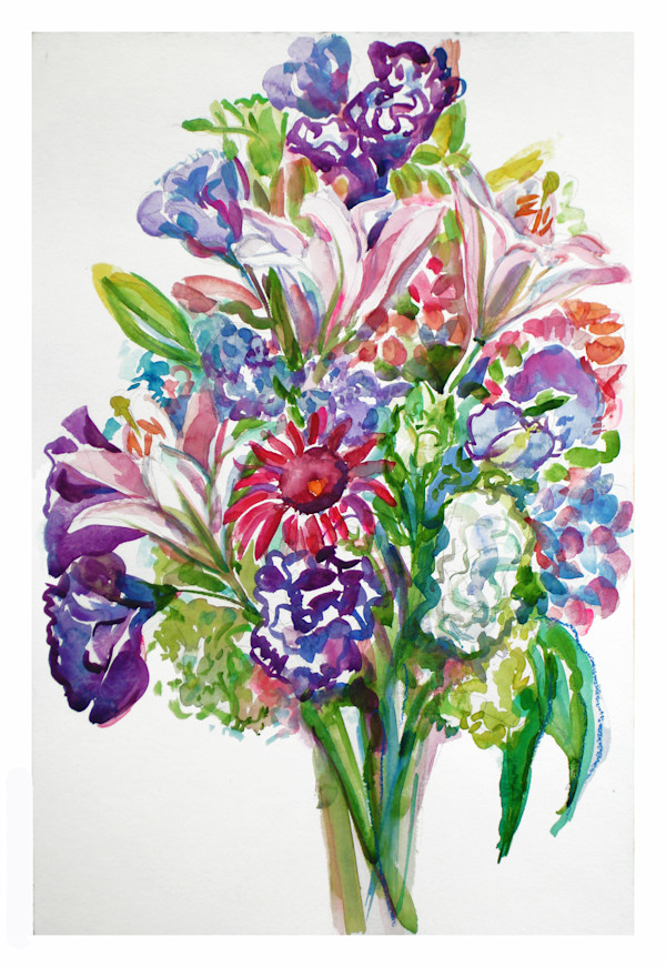 Lilies, Lisianthus, Gerberas  Summer Bouquet III by Lois Bender, Image 1.