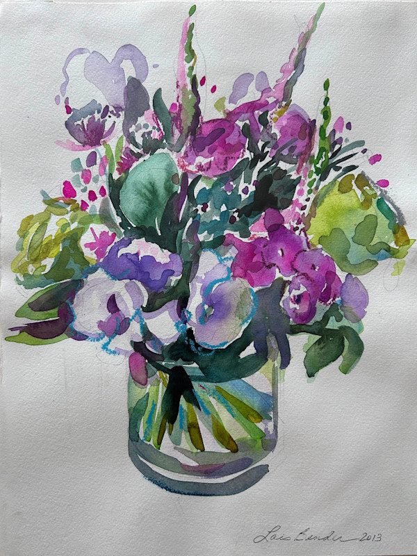 Lisianthus and Roses Summer Bouquet I by Lois Bender, Image 1.