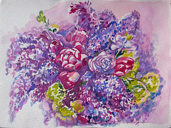 Lilacs Tulips Roses Bouquet IV by Lois Bender, Image 1.