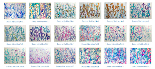 Dance of the Irises Monoprint Series - 18 Monoprints by Lois Bender, Image 1.