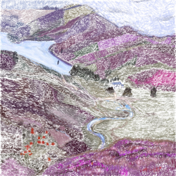 ART076 Rannerdale Bluebells countryside House by Bella Moraes ArtWork