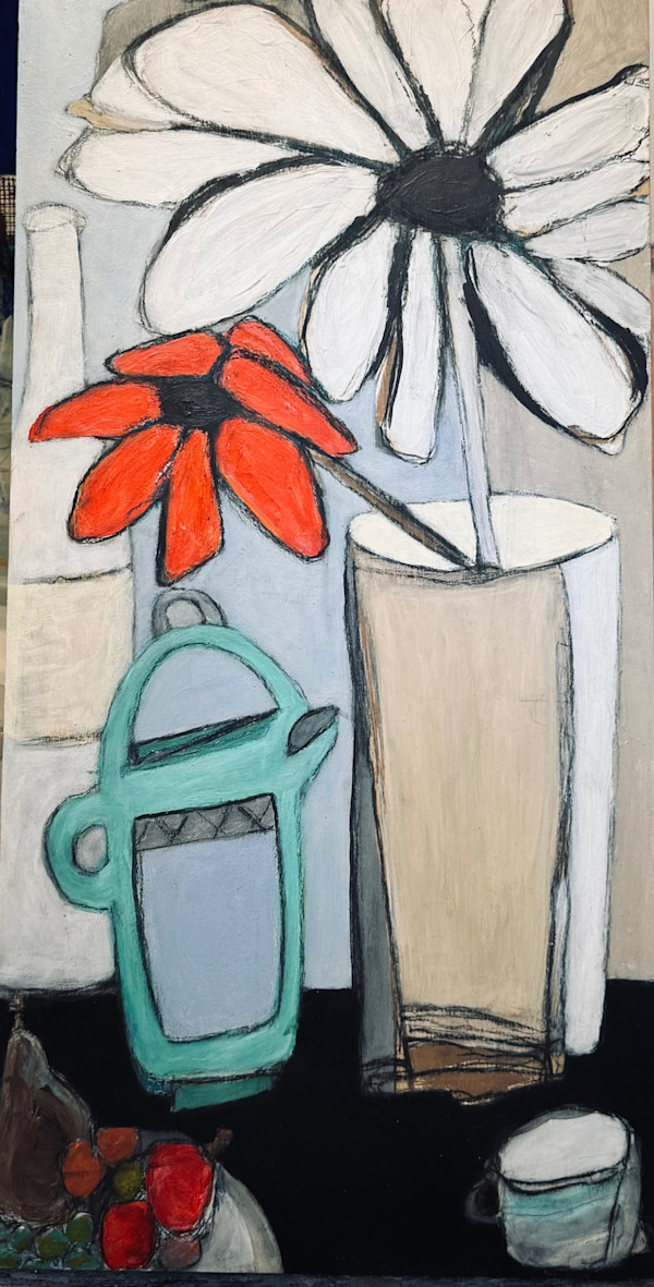 Still Life with Daisy, Wine and Coffee by Karla Quattrocchi