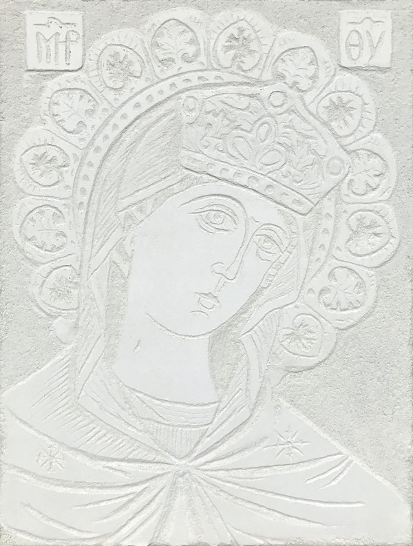 Mother of God after Andronicus Theotokos SW 1 - Sgraffito Icon by iLia Fresco