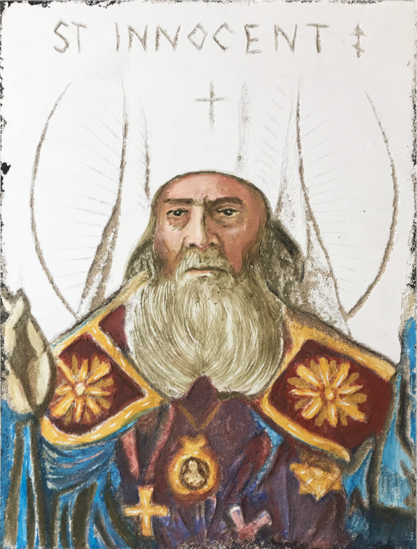 St. Innocent of Alaska - Sgraffito Fresco Icon by iLia Fresco