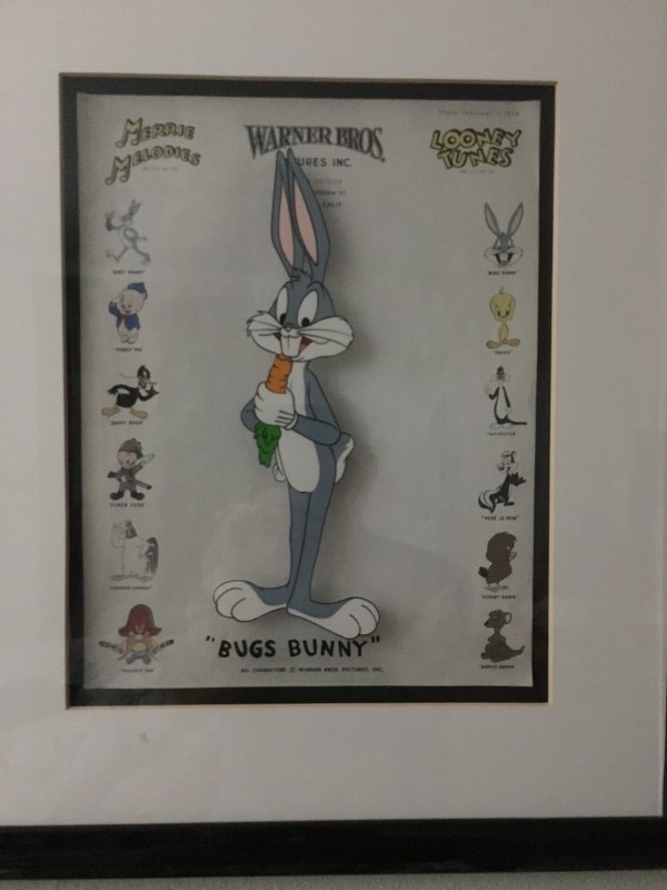 Bugs Bunny publicity cel + original WB stationery (1940's) by Warner Bros. Animation