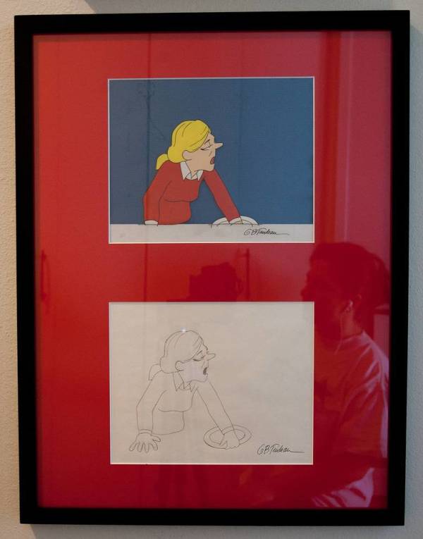 Joanie cel & drawing by Garry Trudeau