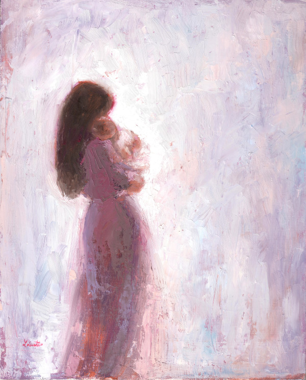 Mother with Long Dark Hair and Baby by Lovetta Reyes-Cairo