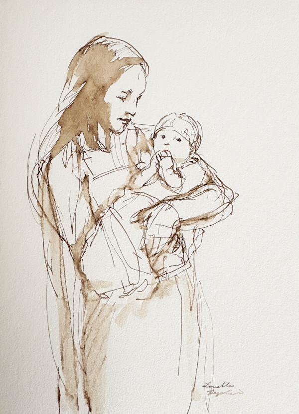 Mother and Child IX by Lovetta Reyes-Cairo Fine Art