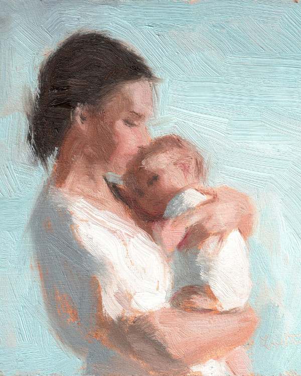 Mother and Child Blue by Lovetta Reyes-Cairo