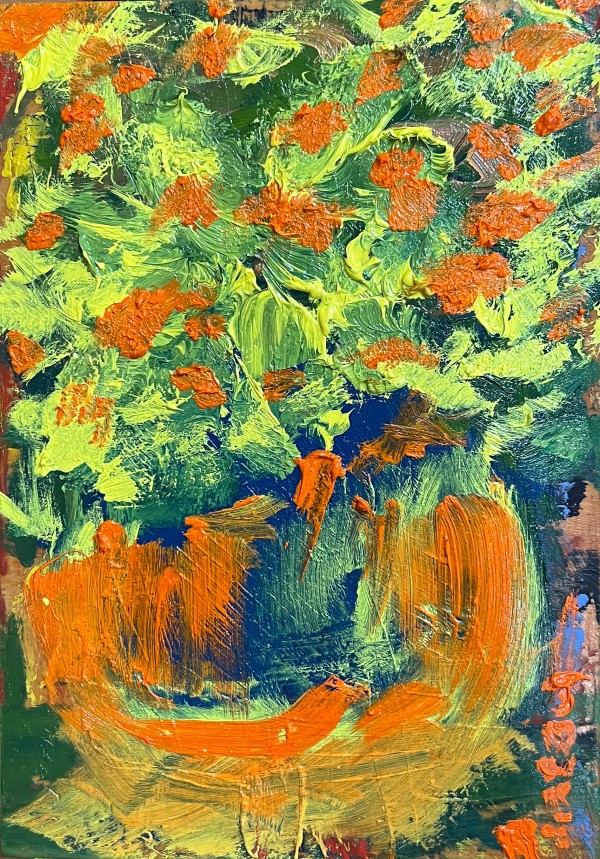 Vase with Yellow & Orange Flowers by Henk Jonker