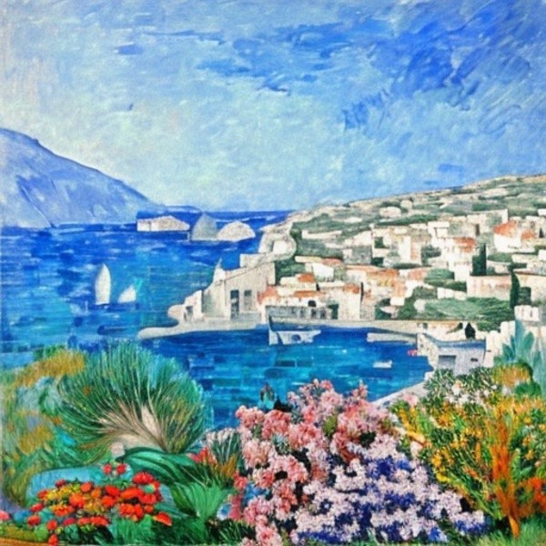 Mediterranean Seascape Painting by Karla Cohen