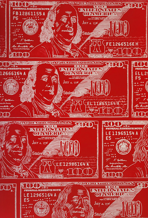 Hundred Dollar Wall Plate - Red by Maricela Sanchez, Image 1.