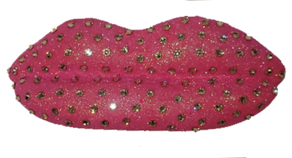 Mini's - X Large Lips Neon Pink Glitter Crystal 2 by Maricela Sanchez