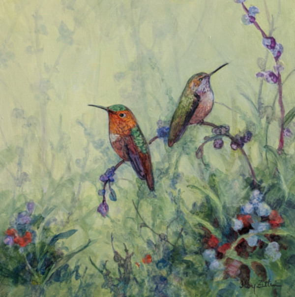 Allen's Hummingbird Pair by Floy Zittin