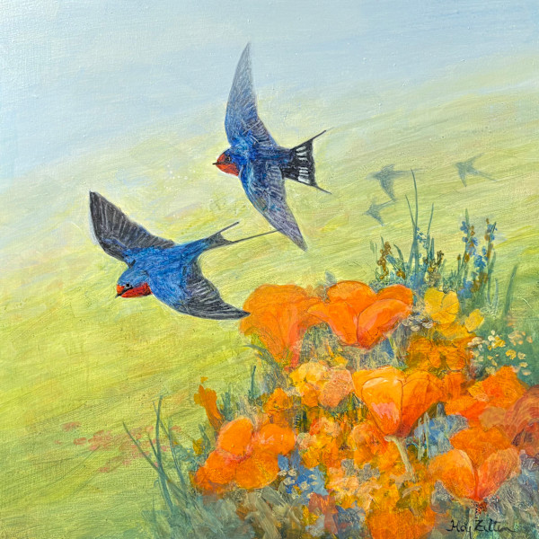 Barn Swallows and Poppies by Floy Zittin