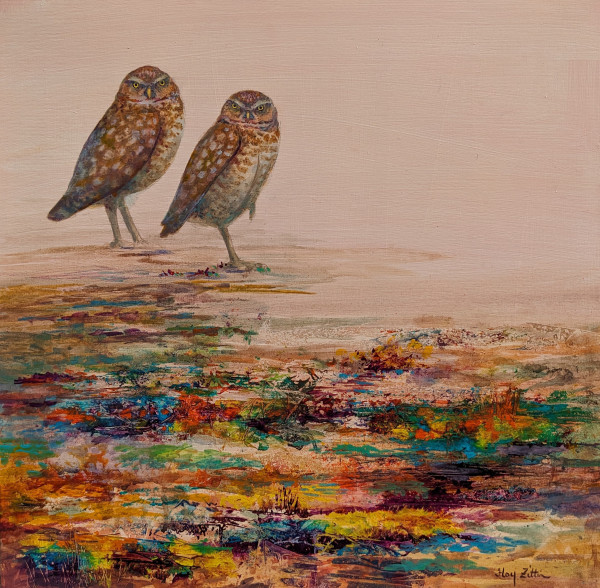 Burrowning Owl Pair by Floy Zittin