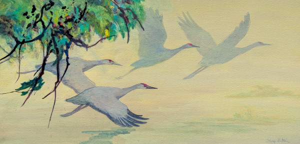 Cranes in Flight by Floy Zittin