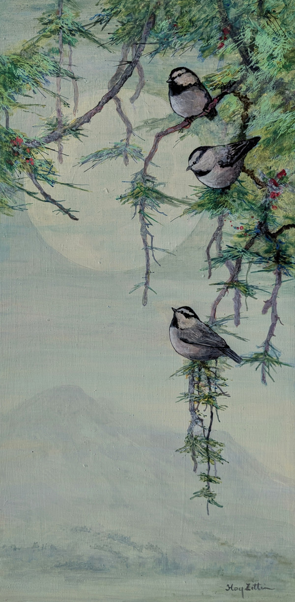 Mountain Chickadees by Floy Zittin