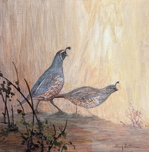 Quail Looking Our\t by Floy Zittin