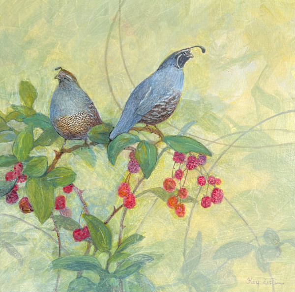 Quail and Blackberries by Floy Zittin, Image 1.