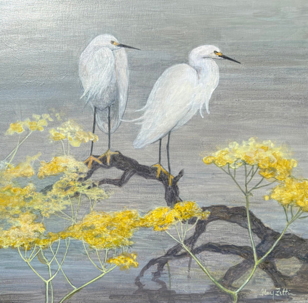 Snowy Egrets and Fennel by Floy Zittin, Image 1.