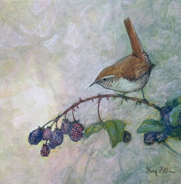 Wren and Blackberries by Floy Zittin