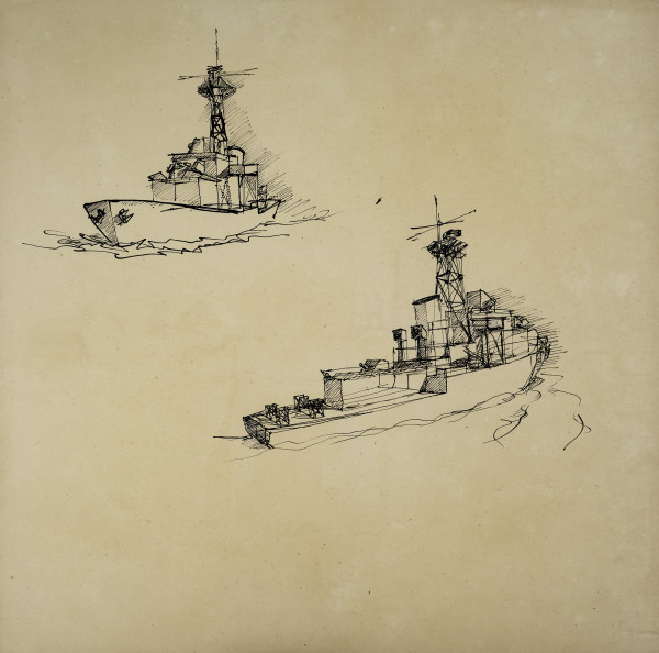 Untitled (Two views of the HMS Largs Bay) by Michael Lester