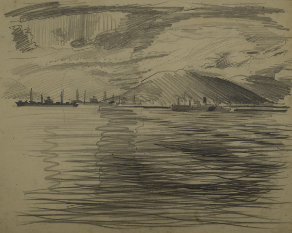 Untitled (View of ships and hills) by Michael Lester